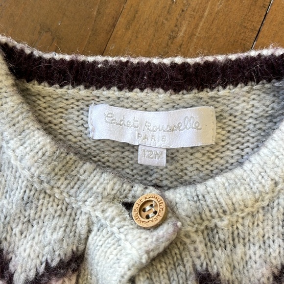 Cadet Rousselle gray pattern knit cardigan sweater - Picture 4 of 6